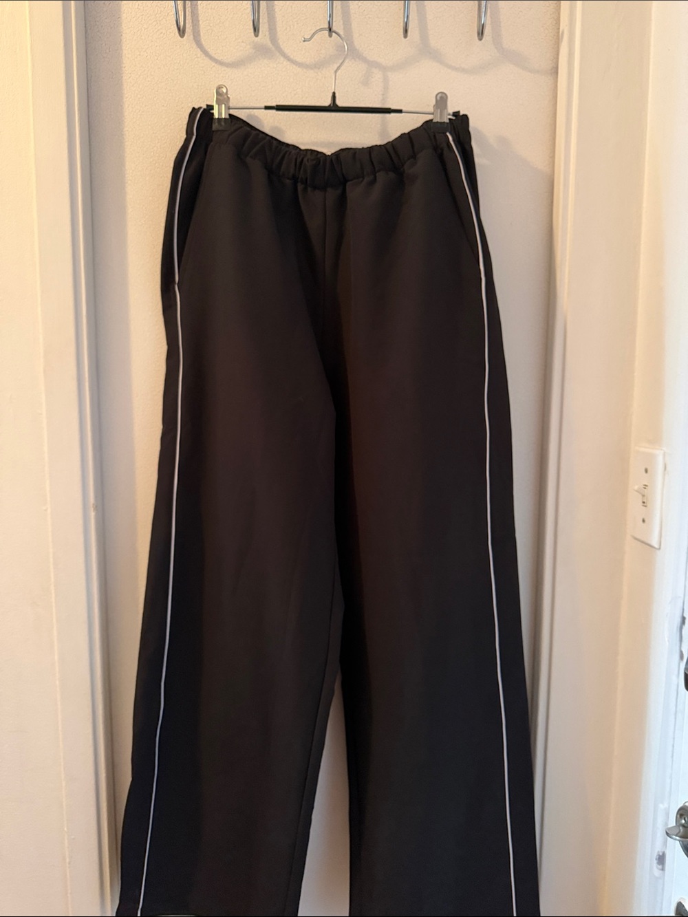 Ardene Black Track Jogger Pants with White Piping